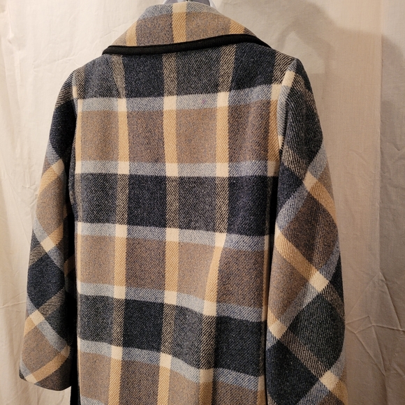 Vtg Penguin Fashions Plaid Wool Blend Peacoat - Picture 6 of 15